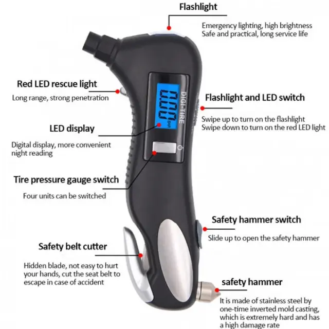 Ψηφιακός Μετρητής Πίεσης Ελαστικών 150 psi 2