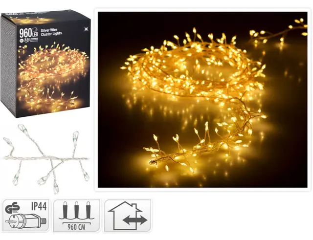 Deco 960 Φωτάκια MicroLED - 9.6 Μέτρα + 5 Μέτρα σύνδεσης , Πυκνή Διάταξη, Ασημί συρμάτινο καλώδιο - Θερμό λευκό AX8717080 2