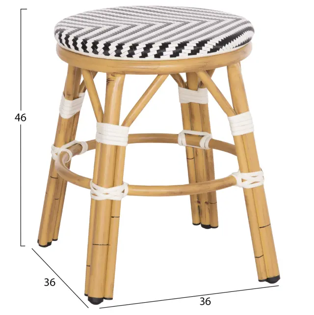 ΣΚΑΜΠΟ ΑΛΟΥΜΙΝΙΟΥ FB96285.03 BAMBOO LOOK-TEXTILENE ΛΕΥΚΟ-ΜΑΥΡΟ Φ36x46Υεκ. 2