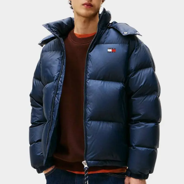 Tommy Hilfiger - Ανδρικό Πουπουλένιο Μπουφάν Puffer Tjm Alaska DM0DM22036-C1G Μπλε Σκούρο - 2XL