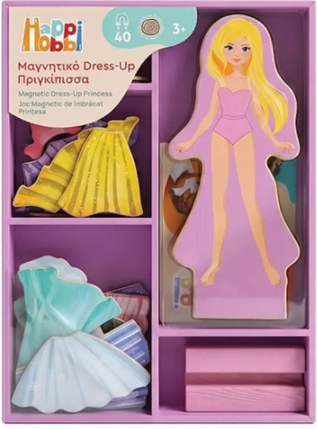 HappiHobbi Μαγνητικό Dress Up Magnet Wooden Doll Πριγκίπισσα / 1029-64095 (AS Company)