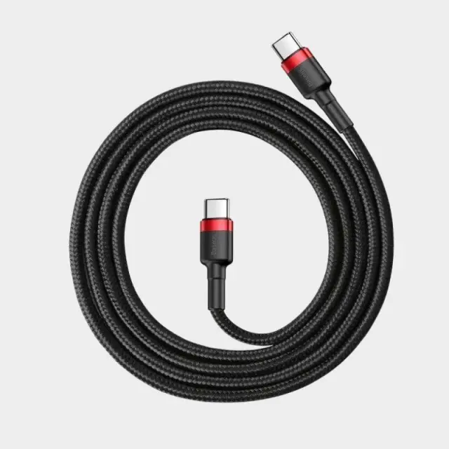 Καλώδιο Baseus® Cafule Braided USB 2.0 USB-C male - USB-C male 2m CATKLF-H91 - Μαύρο Κόκκινο - ONESIZE 2