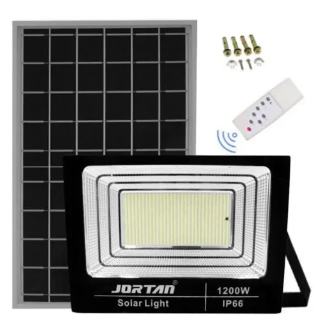 Jortan Στεγανός Ηλιακός Προβολέας LED 1200W Ψυχρό Λευκό 6500K με Τηλεχειριστήριο IP66 RL-JT-BJ1200W-TZ