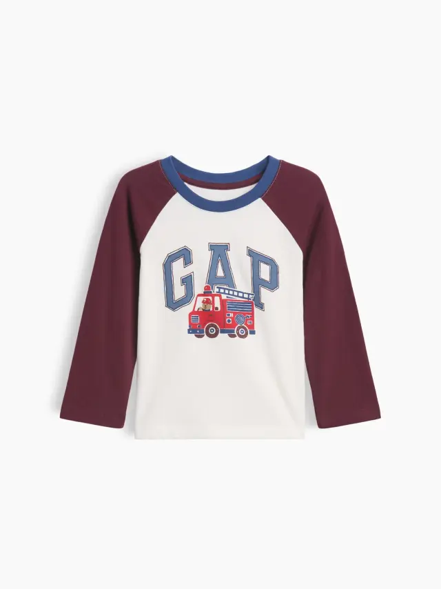 Νηπιακή babyGap Μπλούζα με Λογότυπο και Colorblock Εφέ tuscan red