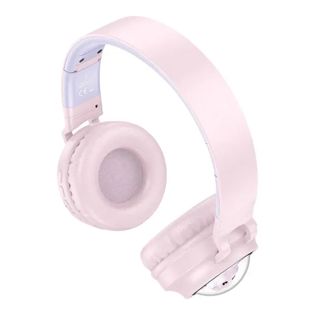 Hoco Ασύρματα/Ενσύρματα Over Ear Ακουστικά Ροζ W50 2