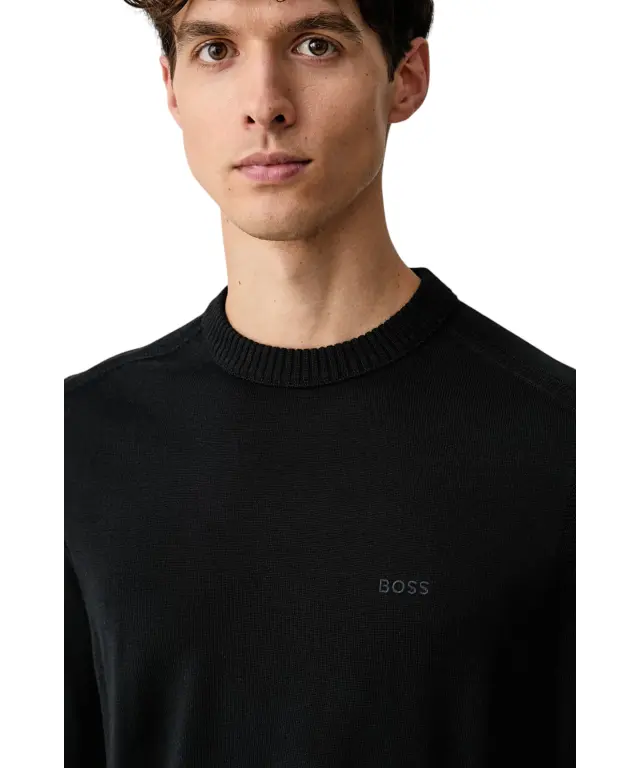 Hugo Boss - Ανδρικό Πλεκτό Πουλόβερ Regular Fit Avac C1 50578034-001 Μαύρο 3