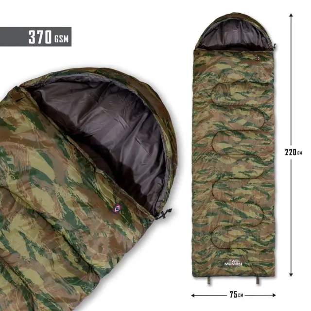 TAC MAVEN Major Sleeping Bag 370GR/M² Camo-Υπνόσακος Παραλλαγής (Θερμοκρασία Άνεσης 10°C)  - 56-GR.CAMO-Ελληνική