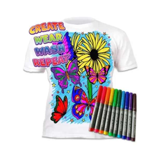Splat Planet Πλενόμενο t-Shirt Ζωγραφικής με Μαρκαδόρους: Butterflies 5-6 ετών 3