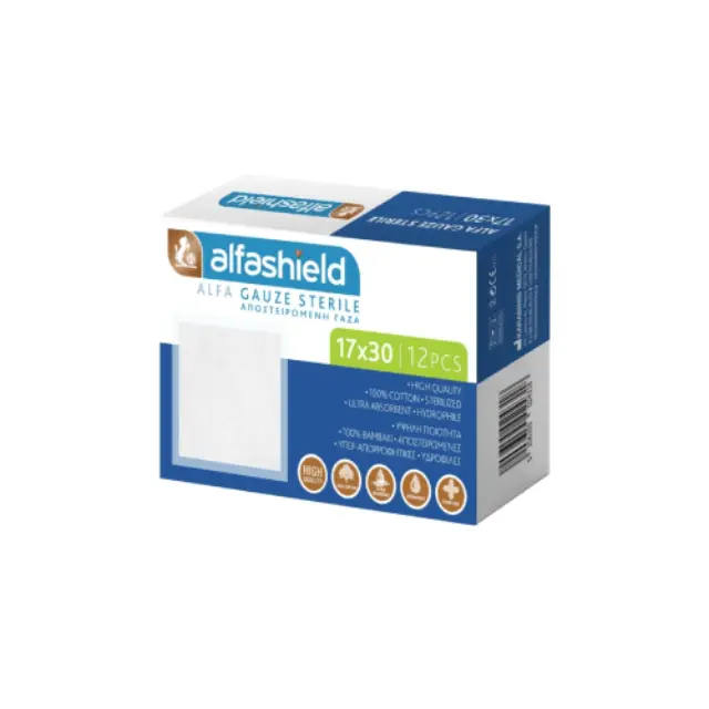 Alfa Gauze Aποστειρωμένο Επίθεμα Γάζας 17 x 30cm, 12τμχ