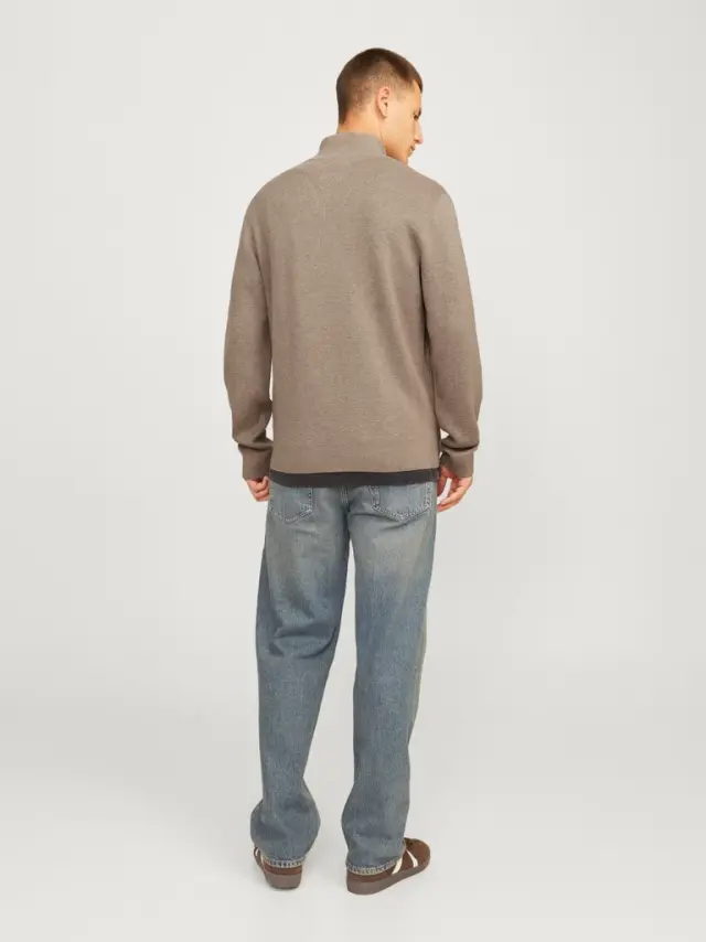 JJMILANO STITCH KNIT HALF ZIP SN - Greige 2