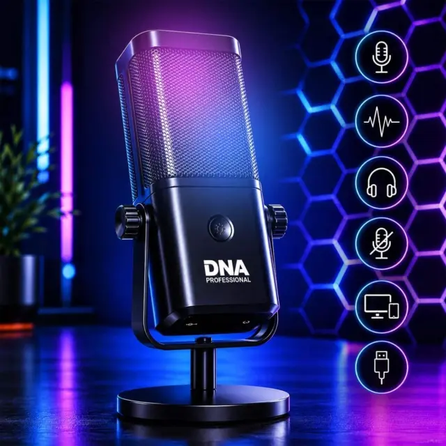 DNA GAMEMIC 2 condenser microphone USB RGB for computer gaming studio wired desktop stand set 2