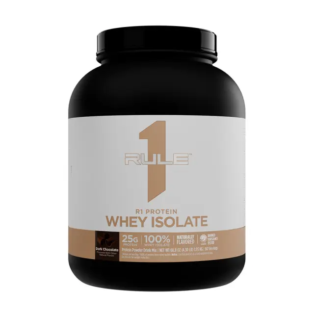 Rule1 Naturally Flavored R1 Protein Whey Isolate Dark Chocolate, 4 lbs
