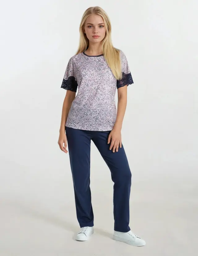 S616 - Type - PIJAMA LONG PANT PETITE FLOWER - M
