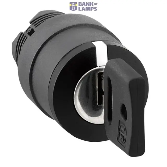 Harmony XB5, Key switch selector head, plastic, black, Ø22, key n°455, 3 positions, spring return to center