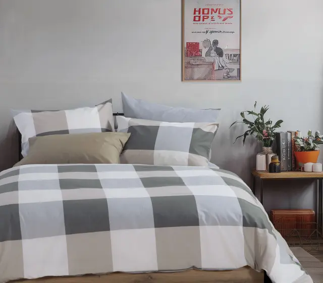 ΣΕΤ ΠΑΠΛΩΜΑΤΟΘΗΚΗ ΥΠΕΡΔΙΠΛΗ CASUAL CHECK 240Χ230 NEF-NEF HOMEWARE, 100% ΒΑΜΒΑΚΙ - GREY (038225)