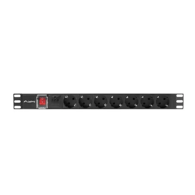 Lanberg Rack Power Strip PDU 19" 1U 16A 7x Schuko 2m Black (PDU-07F-0200-BK)