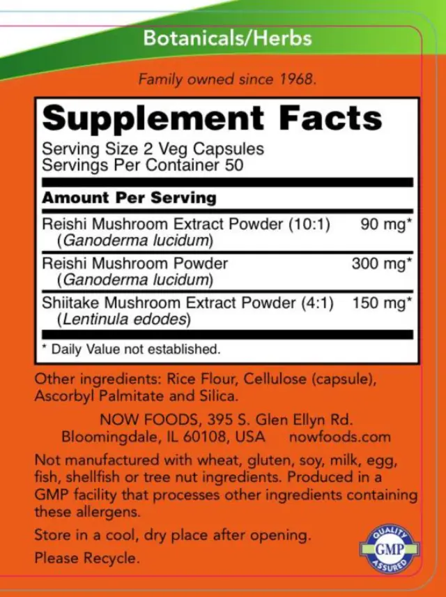 Now Foods Rei-Shi Mushrooms 270mg 100 κάψουλες 2