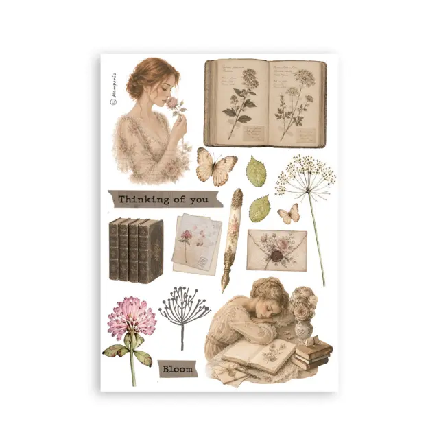 Αυτοκόλλητα Washi pad A5, 8 φύλλα, Flowers and Poems 3