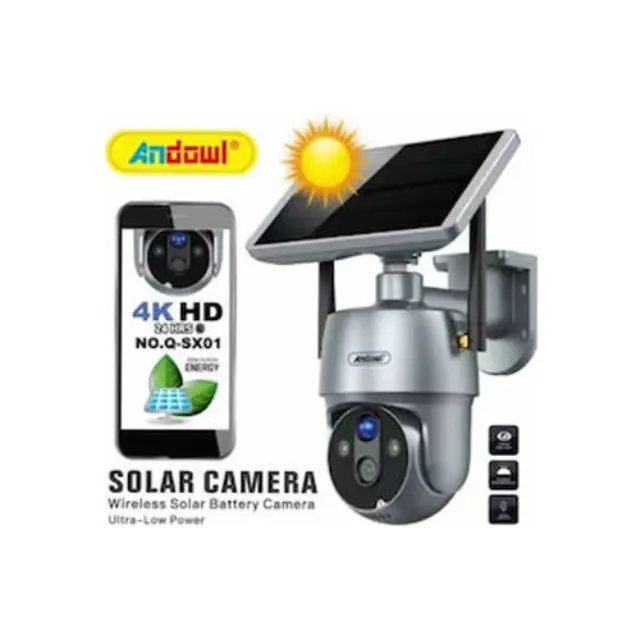 Andowl IP Κάμερα Παρακολούθησης Wi-Fi 1080p Full HD Αδιάβροχη Μπαταρίας με Αμφίδρομη Επικοινωνία Ασημί Q-SX01