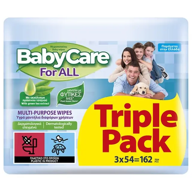 Babycare For All Μωρομάντηλα Τριπλή Συσκευασία 3x54τμχ