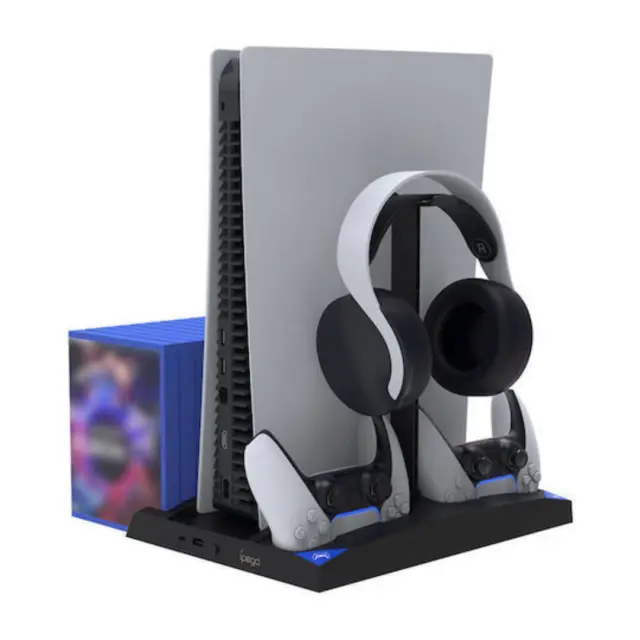 iPega PG-P5013B Βάση Ψύξης + Φόρτισης για PS5 Disc/Digital με 2 Ανεμιστήρες, Φόρτιση 2 DualSense, Βάση Ακουστικών + 17 Παιχνιδιών – Μαύρη 2