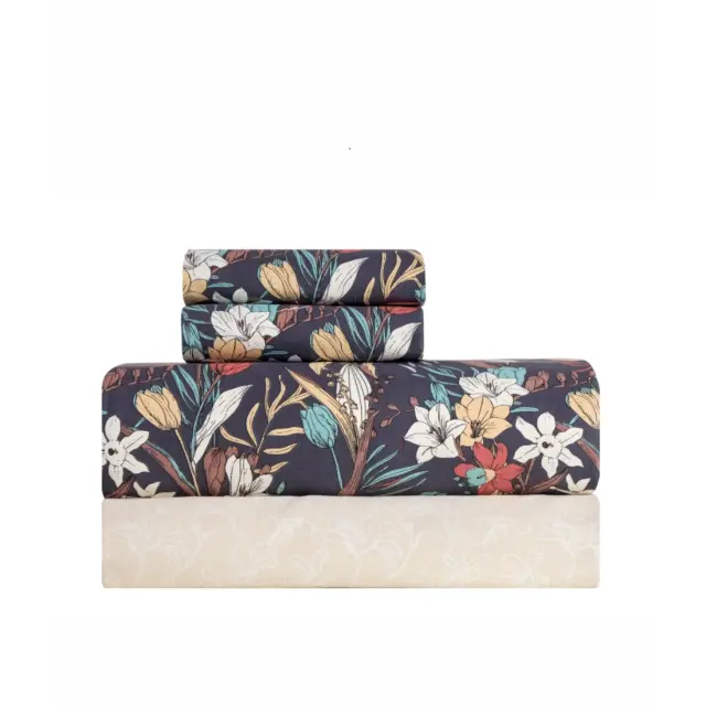 Σετ Σεντόνια Υπέρδιπλα 4 Τεμαχίων Kentia Liliver Dark Grey-White-Beige-Red-Green 240x270 3