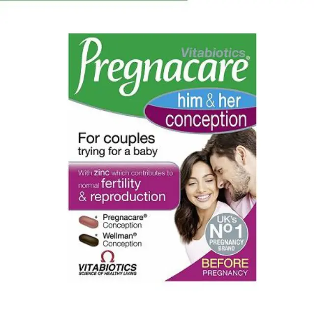 VITABIOTICS Pregnacare Him & Her Μοναδική Διπλή Φόρμουλα για την Ενίσχυση του Αναπαραγωγικού Συστήματος του Άνδρα & της Γυναίκας, 2 x 30 tabs