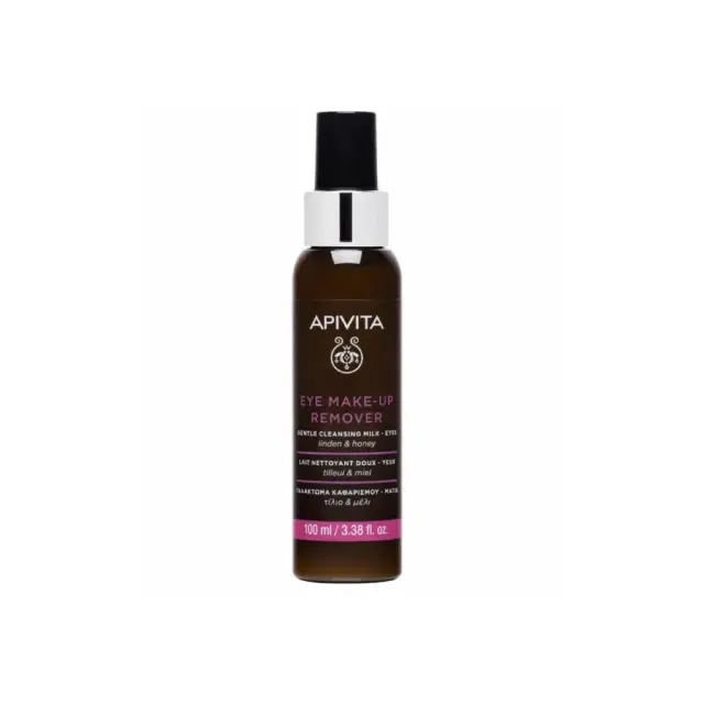 Αpivita Gentle Eye Make-Up Remover With Honey & Linden, Απαλό Γαλάκτωμα Ντεμακιγιάζ Ματιών με Μέλι & Τίλιο 100ml