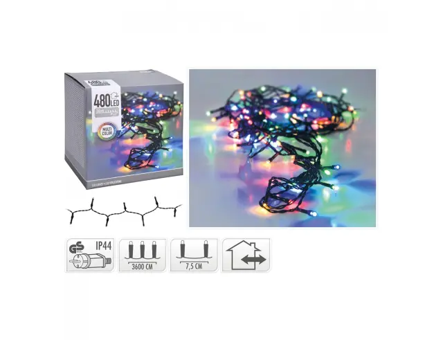 480 Φωτάκια LED - 35.92 Μέτρα + 3 Μέτρα σύνδεσης, Κανονική Διάταξη, Πράσινο καλώδιο PVC - Πολύχρωμο AX7402060 2
