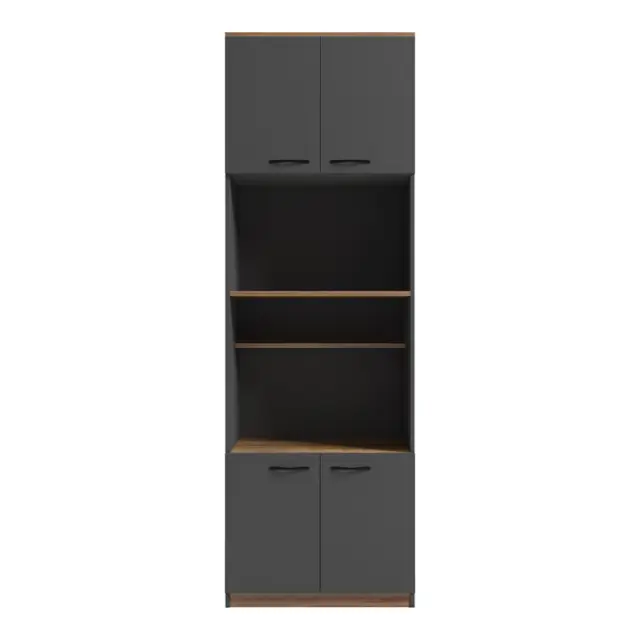 Ντουλάπα κουζίνας Rowan pakoworld σε ανθρακί-oak απόχρωση 60x42x182εκ 2