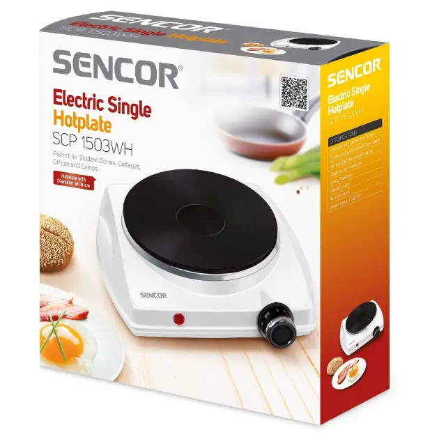 Φορητή Εστία Μονή 1500W 18cm Sencor SCP 1503WH-EUE4 Λευκή 2