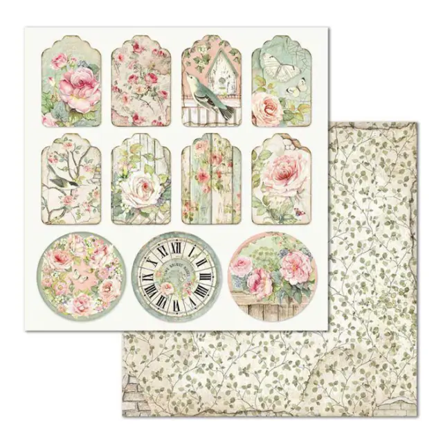 Χαρτί Scrapbooking Stamperia Διπλής Όψης - Tag House of Roses - 31x30cm