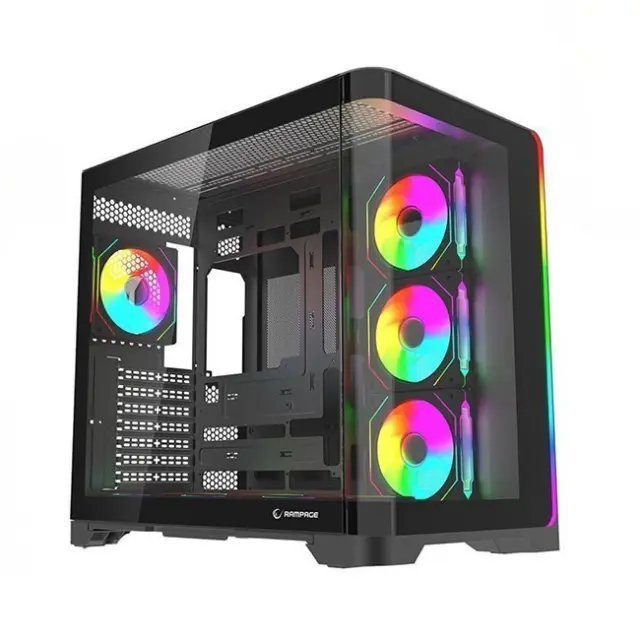 Rampage PC Case LYRON Midi Tower ARGB Black (LYRON-BLACK)
