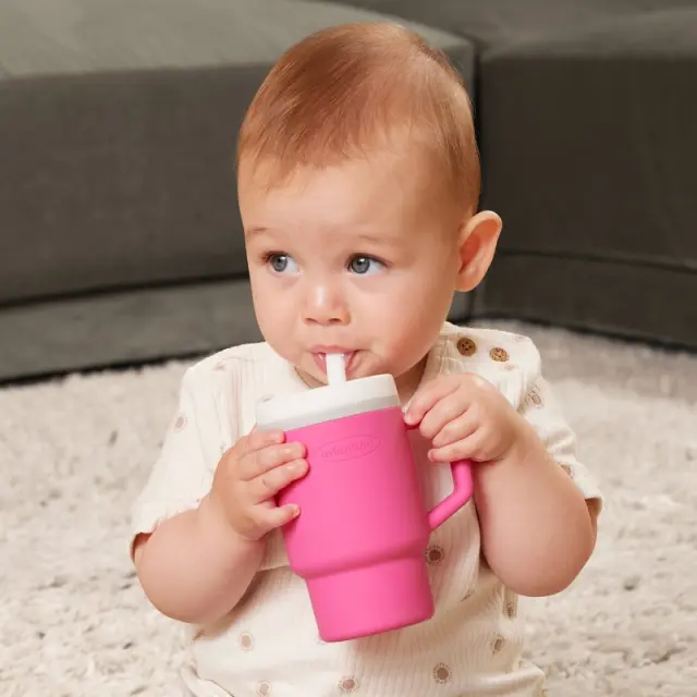 INFANTINO My 1st Tumbler - Bubble Gum κύπελο με καλαμάκι σιλικόνης 260 ml