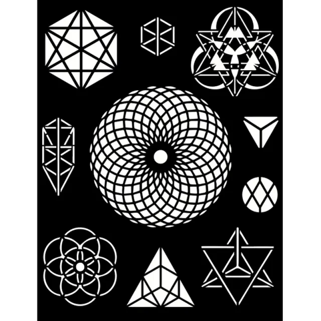 Thick Stencil Stamperia 20x25cm, Cosmos Infinity , Symbols