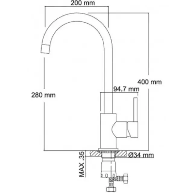 Μπαταρία νεροχύτη ROSA (7590) K10003011 CHROME 2