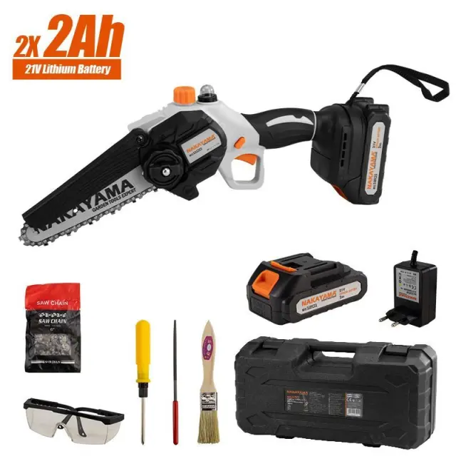Nakayama PRO EC1600 - Κλαδευτικό Αλυσοπρίονο Μπαταρίας 21V, Brushless,Li-Ion με Λάμα 20cm με Φορτιστή + Μία Mπαταρία 4Ah (1x 4Ah) (061694)