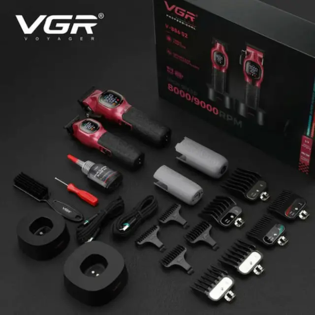 VGR Επαγγελματική Κουρευτική Μηχανή Κόκκινη V-886 3