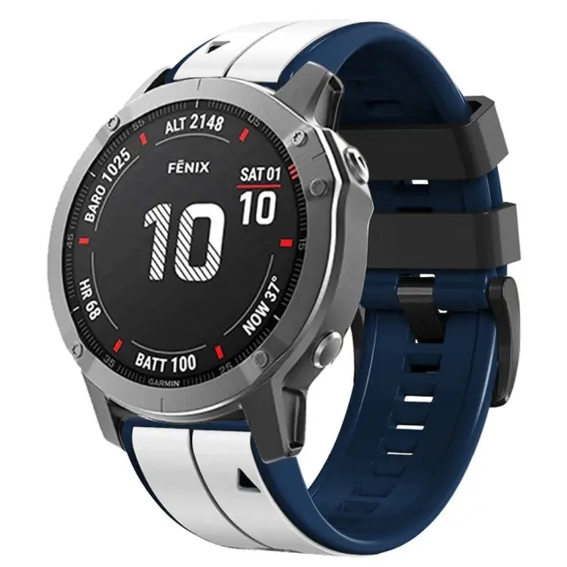 Dual Color Λουράκι για Garmin Fenix 3/5x/3hr/5x Plus/6x/6x Pro/7x/8/9 (51mm)-White/Dark Blue OEM