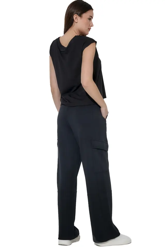 Body Action Women's Modal Wide -Leg Trousers Black 021624-01-01 - S 2
