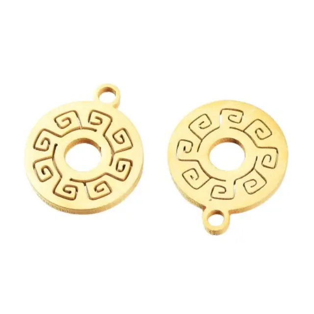 Κρεμαστό Μαίανδρος 12x10x1mm Ανοξείδωτο Ατσάλι 201 Golden - 2τεμ