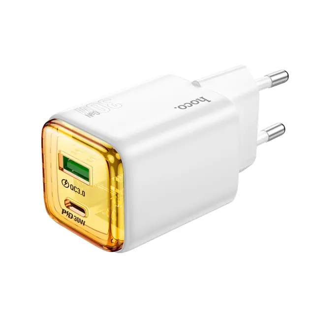 Φορτιστής Ταξιδίου Hoco N53 Monsoon με 2 Εξόδους Φόρτισης USB QC3.0 30W και USB-C PD30W Ασπρος