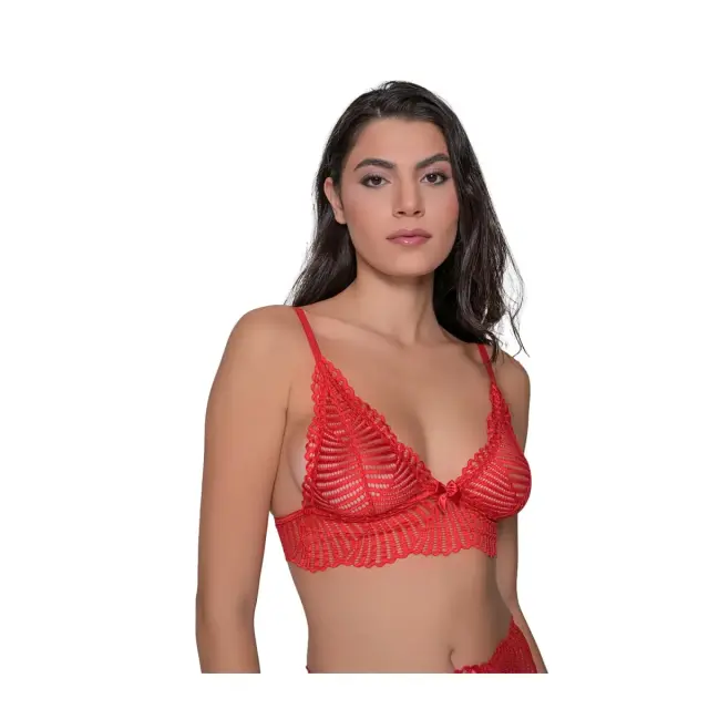 Milena Γυναικείο Bralette Τριγωνάκι Δαντέλα, Χρώμα Κόκκινο - XL 2