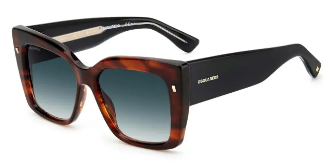 Dsquared2 Κοκκάλινα Γυναικεία Γυαλιά Ηλίου με Καφέ και Μαύρο Σκελετό και Μπλε Ντεγκραντέ Φακούς D2 0017S 2M2/9O