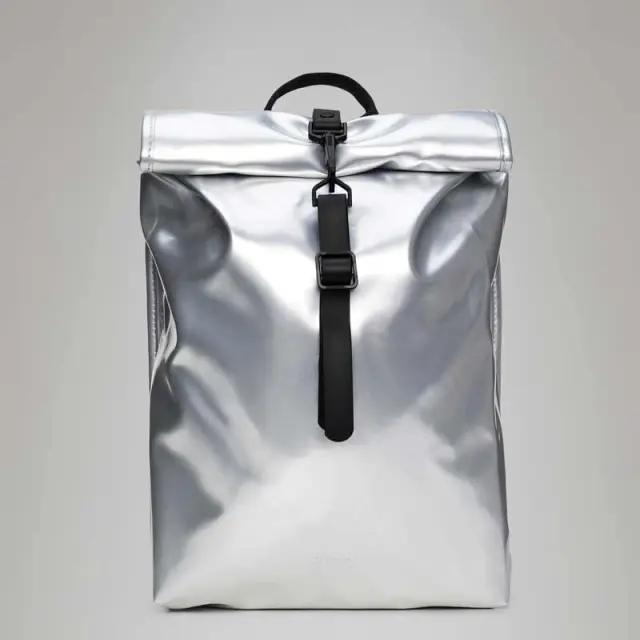 Mini Σακίδιο Πλάτης Rains Rolltop Rucksack 13330-51 Ασημί - ONESIZE