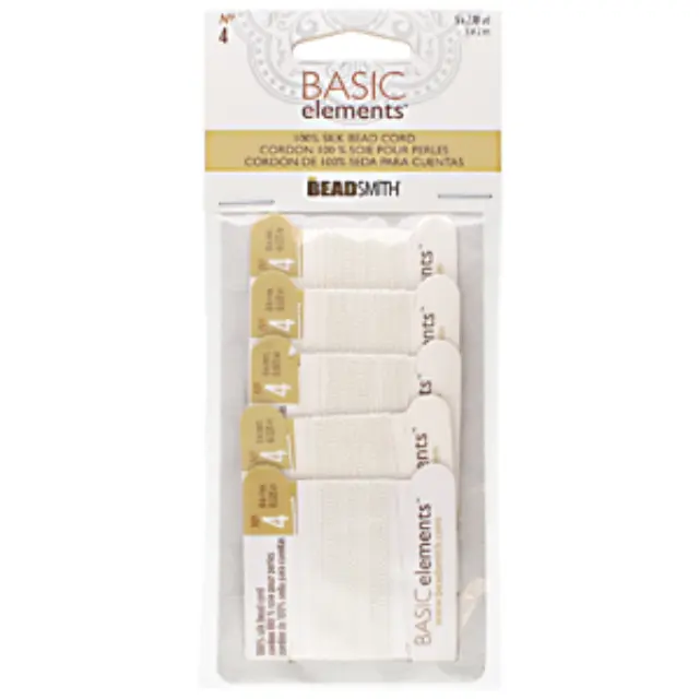 Beadsmith Σετ Κορδόνι 100% Μετάξι No4 Ø0.6mm - White - 5τεμ
