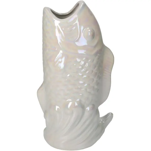 Βάζο Ψάρι Ιβουάρ Κεραμικό 15.5x10.5x28cm