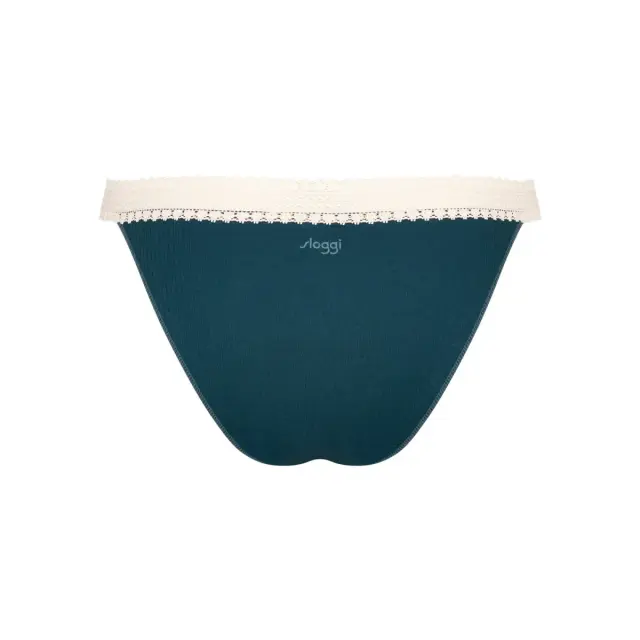Sloggi Γυναικείο Slip Go Ribbed Tanga - Διπλό Πακέτο, Χρώμα Γκρι-Πετρόλ 3