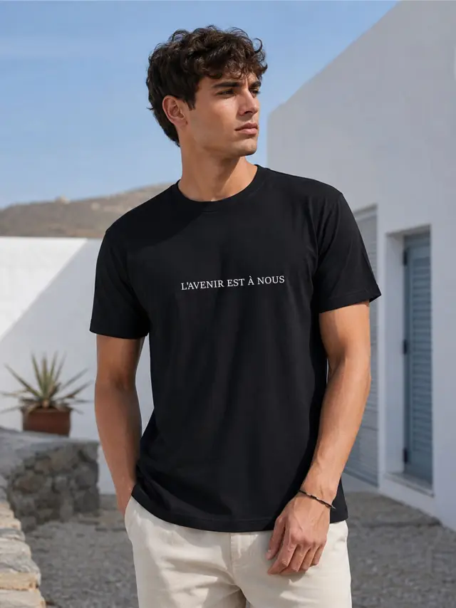 T-shirt Noshame® Μαύρο με τύπωμα L'avenir est a nous - 3026078 - XXL