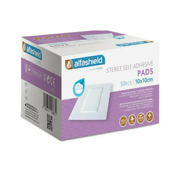 Alfa Gauze Αποστειρωμένα Αυτοκόλλητα Επιθέματα 10cm x 10cm,50 τμχ
